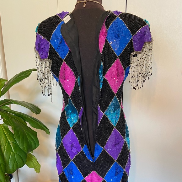 Vintage Beaded Gown | Silk Dress | Harley Quinn - Picture 13 of 16